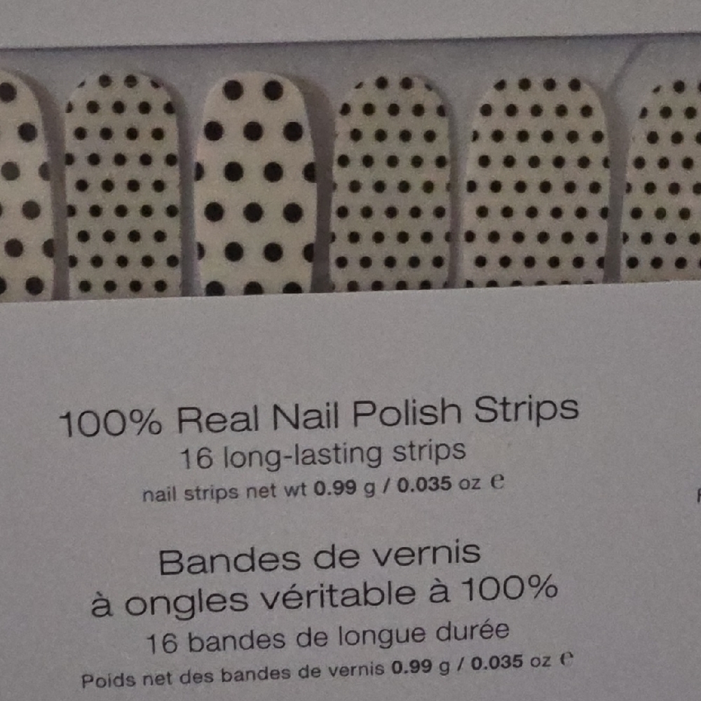 Color Street White Nail Strips with Black Polka Dots
